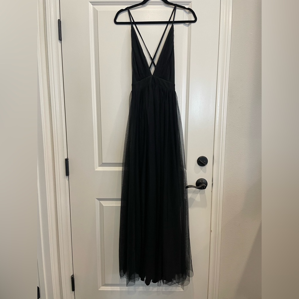 Black tulle maxi dress